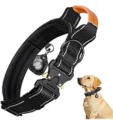 WINGOIN Tactical Dog Collar with AirTag Holder, Heavy Duty Reflective Padded Nylon Collar for Lar...