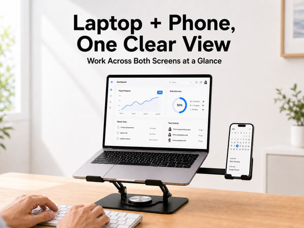 laptop stand with phone holder