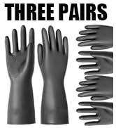three pairs of black gloves