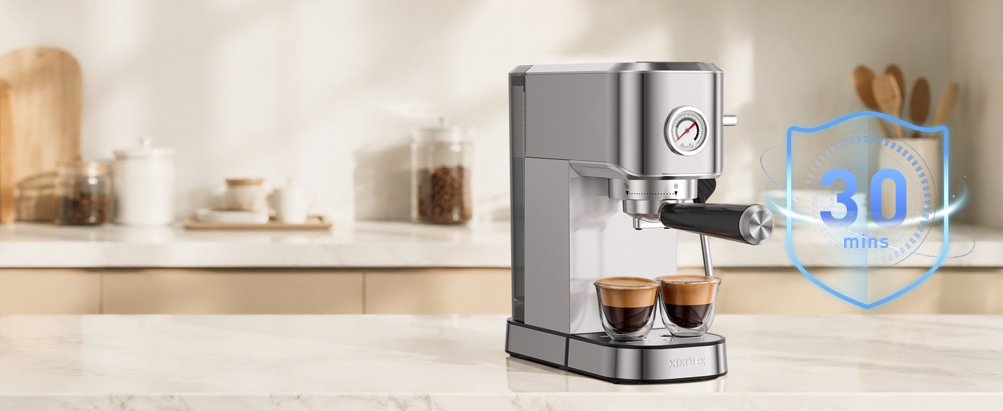 espresso machine auto shut off 30 minutes energy saving safety feature