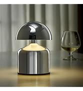 SAIWEYA Modern Cordless Mushroom Small Table Lamp Touch LED Lamps, 3-Way Dimmable Bedside Nightst...
