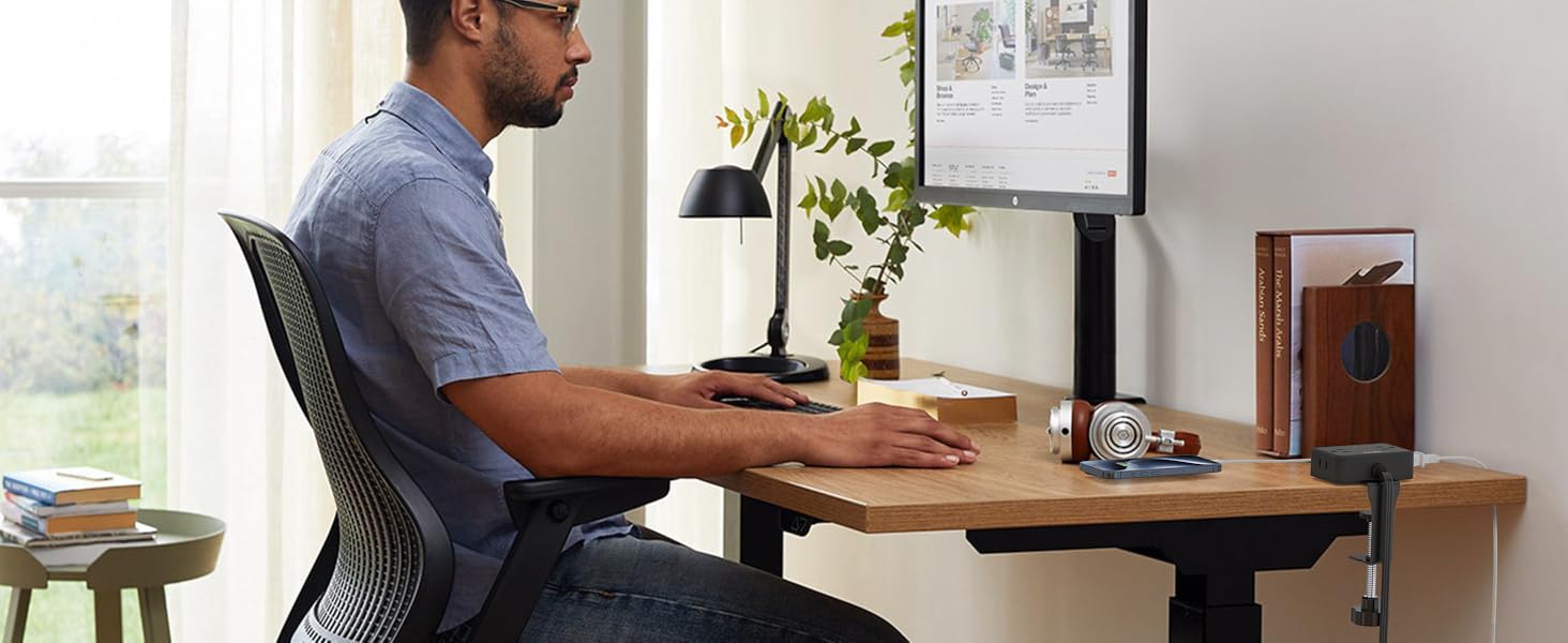 Office Desk Clamp Power Strip