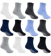 SkiBeaut Toddler Boy Socks- 12 Pairs Kids Grips Non Slip Skids Boys Girls Socks with Grippers for...