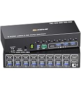 8 Port HDMI Displayport KVM Switch 2 Monitors 8 Computers 4K@60Hz EDID Simulation,8 PC Dual Monit...