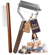 Cat Brush for Long- & Short-Haired Cats, 2-Sided Dematting & Shedding Rake | Stainless steel unde...