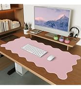 iCasso Leather Desk Pad Pink,Extra Large Mouse Pad for Desktop,Waterproof PU Nail Table Mat,Cute ...