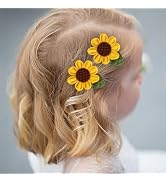 Hawaiian Sunflower Hair Clips for Toddler Baby Girls - 2Pcs Sunflower Alligator Hair Barrettes Du...