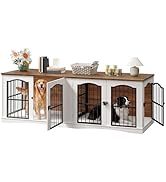 HOOBRO 78.7" Dog Crate Furniture for 2 Dogs, Double Dog Kennel for Medium Dogs, Dog Crate Table w...
