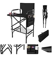 Folding Makeup Chair with Folding Tabletop Storage Bags for Makeup Artists to Keep Makeup Cases a...
