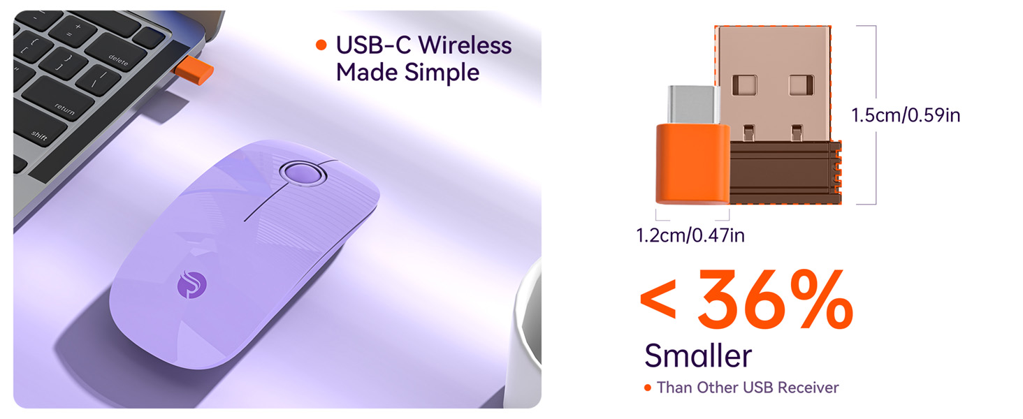 R306C USB C Wireless Mouse for Macbook, iPad, Chromebook