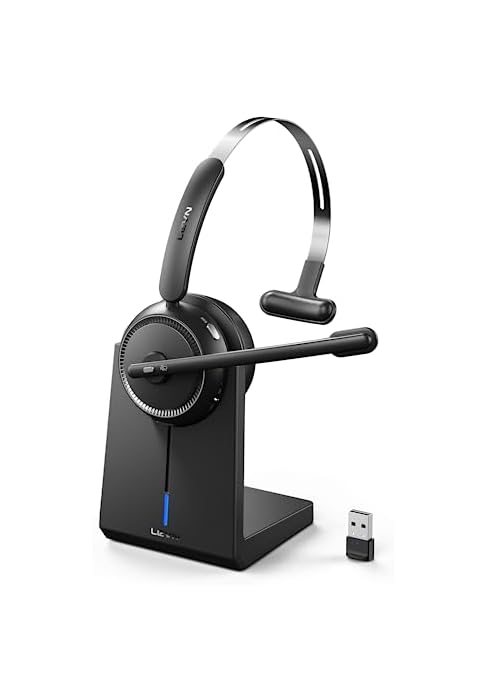 LEVN Wireless Headset 5.2 for Call Center, BluetoothHeadphones with Mic for Work(Noise Cancelling...