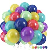60Pcs Balloons Assorted Colors, 12 Inch Rainbow Helium Colorful Multicolor Pastel Green Blue Yell...