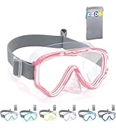 Vvinca Kids-Goggles with Nose Cover, Diving Mask Elastic Fabric Strap Anti Fog Anti Shattered Len...