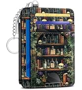Kelvoris Goth Bookshelf Skull Credit Card Holder Small Wallet Women, Gothic Witchy Slim RFID Bloc...
