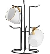 HULISEN Mug Tree for Large Cups, Counter Coffee Mug Holder with 6 Hooks, Metal Coffee Cup Holder ...