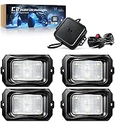 MICTUNING C2 Curved RGBW LED Rock Lights - 4 Pods Underglow Multicolor Neon Light with Wiring Swi...