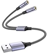 MOSWAG USB Audio Adapter External Sound Card Stereo Cable with Dual TRS 3-Pole 3.5mm Headphone an...