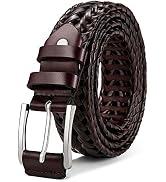 BULLIANT Mens Belts, Leather Woven Braided Belts for Men Casual Jeans Golf,Anyfit,Gift Boxed