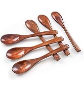 HANSGO Small Wooden Spoons, 6PCS Small Soup Spoons Serving Spoons Wooden Teaspoon for Coffee Tea ...