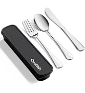 Travel Utensils with Case, Quatish 4 Piece Stainless Steel Silverware Set for Work, Portable Reus...