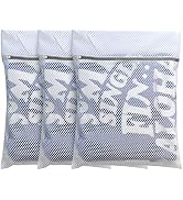 FOYERNUAGE 3pcs PREMIUM Honeycomb Mesh Laundry Bags for Delicates with Zipper,Travel Storage Orga...