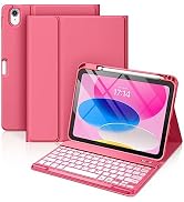Hamile iPad 10th Generation Case with Keyboard 10.9 Inch - 7 Colors Backlit Wireless Detachable F...