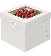 15pcs Cake Boxes, 12x12x8Inch Tall Cake Box with Window, White Bakery Boxes | Large Cookie Boxes,...