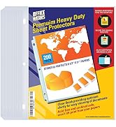 200 Sheet Protectors, Heavy Duty 8.5 X 11 Inch Clear Page Protectors for 3 Ring Binder, Plastic S...