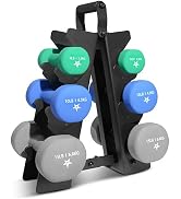 Yes4All Neoprene Coated Dumbbell Hand Weight Sets - Multiple Weight Options with Rack, Anti-roll,...