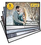 YixangDD 5 Pcs Magnetic picture frames for refrigerator 4x6Inch-Magnetic photo frames,Black