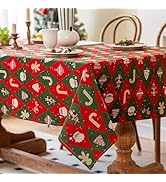 UWWGKK Christmas Tablecloth with Wipeable, Thanksgiving Tablecloth with Gingerbread Men, Candy Ca...