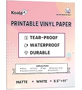 Koala Printable Waterproof Paper for Inkjet Printer, 8.5x11 In 30 Sheets Matte White Vinyl Printe...