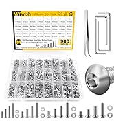 Mywish 900 Pieces M3 M4 M5 M6 Screw Assortment Kit 304 Stainless Steel Hex Socket Button Head Soc...