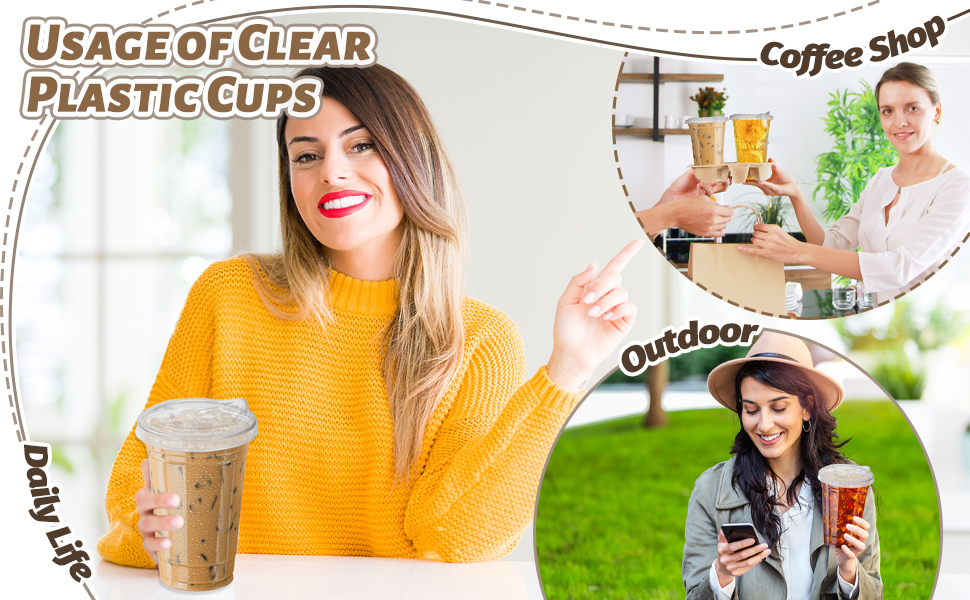 6 Disposable Iced Coffee Cups with Lids