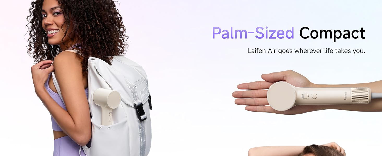 Palm-Sized Compact. Laifen Air goes wherever life takes you. Mini hair dryer, hair dryer for travel.