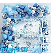 Elephant Baby Shower Decorations for Boy Elephant Themd Birthday Party Supplies Balloon Garland I...