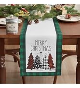 Christmas Table Runner 13x72 Inch, Xmas Trees Snowflakes Holiday Decoration for Kitchen Dining Ta...