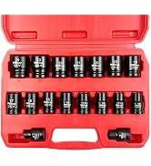 YIYITOOLS 17Pcs 1/2 “ Drive Shallow Impact Socket Set(8-24mm),Metric Socket Set,6-Point,CR-V Stee...