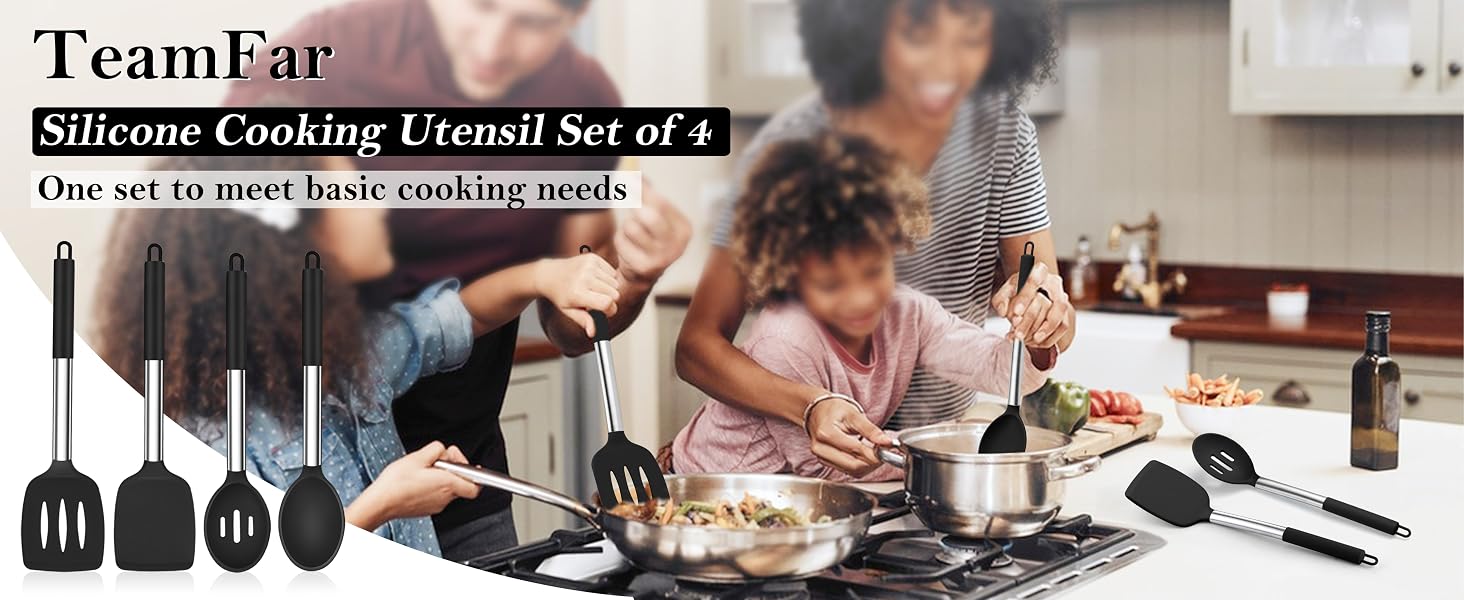 Black Cooking Utensil Set of 4