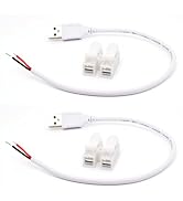 ELNONE 2PCS 20AWG USB Pigtail,0.3M/1FT White USB 2.0 Male Plug 2 Pin Bare Wire 5V 5A USB to Open ...