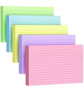 200 Count Index Cards 4x6 Inch, Colored Flash Card (40 Sheets Each), Note Taking for Students, Te...