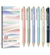 Taja Gel Pens, 6 Pcs Quick Dry Black Gel Ink Pens, 0.5mm Fine Point Smooth Writing Pens for Journ...