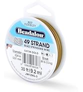 Beadalon 49 Strand Stainless Steel Bead Stringing Wire, .024 in / 0.61 mm, Satin Gold, 30 ft / 9.2 m