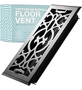 Home Intuition Floor Vent Covers - Floor Register 2x10 Inch - Matte Black Victorian Metal Air/Hea...