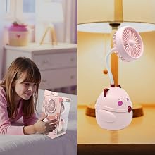 ennotek cute animal usb c table fan desk accessory quiet small cooling fan