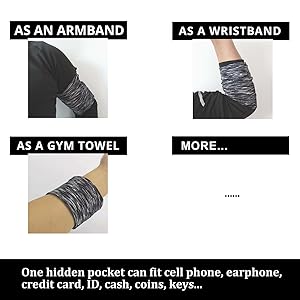 It can be used as wrist and arm or wrist or GYMband/wallet/bags/sleeve/strap/pouch