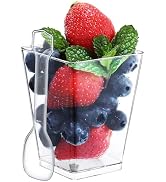 SHOPDAY 5 Oz-Plastic-Dessert-Cups: 120 Pack Square-Clear-Cups-with-Spoons, Parfait-Cups Appetizer...
