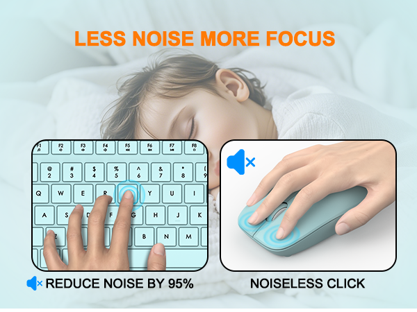 Wireless Keyboard and Mouse Combo Full Size Silent Ergonomic Keyboard Mouse Cordless Mouse Keyboard