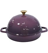 Flavehc Bread Oven Cast Iron Bread Dutch Oven with Cloche Lid for Bread Baking Magenta Enameled C...