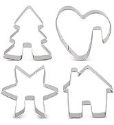 LILIAO Christmas Cookie Cutter Hanging Cup, 4-Piece, Christmas Tree, Star, Heart and House, Stain...
